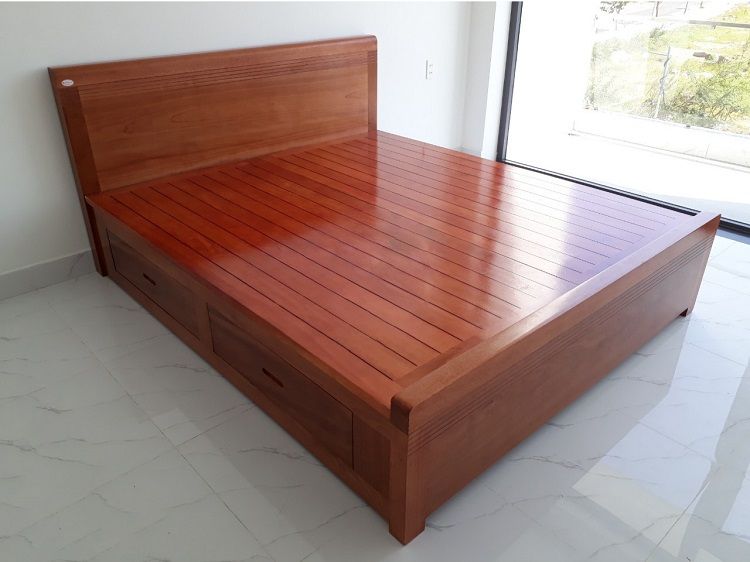 Giường Ngủ Có Ngăn Kéo Gỗ Xoan Đào TT-G66