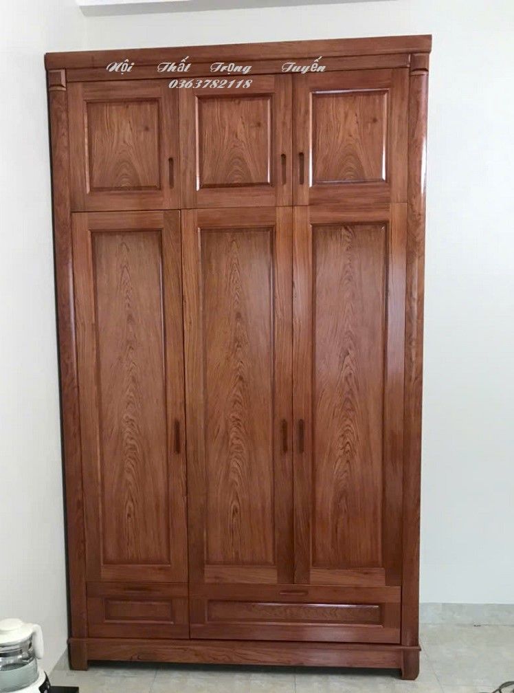 Tủ Áo 3 Cánh 2 Tầng Gỗ Hương Đá TT-TA538