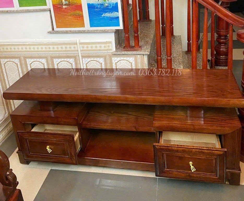 Kệ Tivi Gỗ Sồi Màu Óc Chó Hiện Đại TT-KTV546