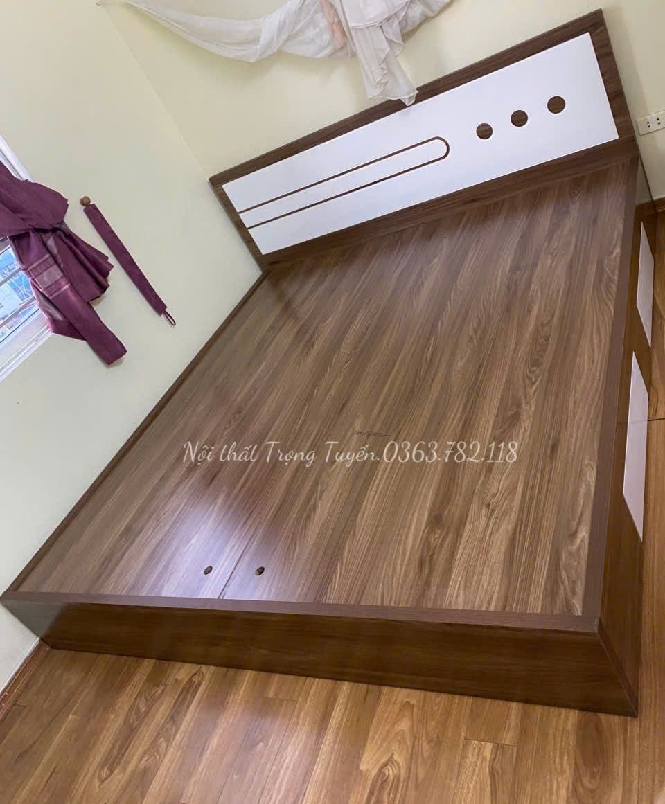 Giường Ngủ Gỗ MDF Phối Cải Trắng Ô Kéo TT-MDF547