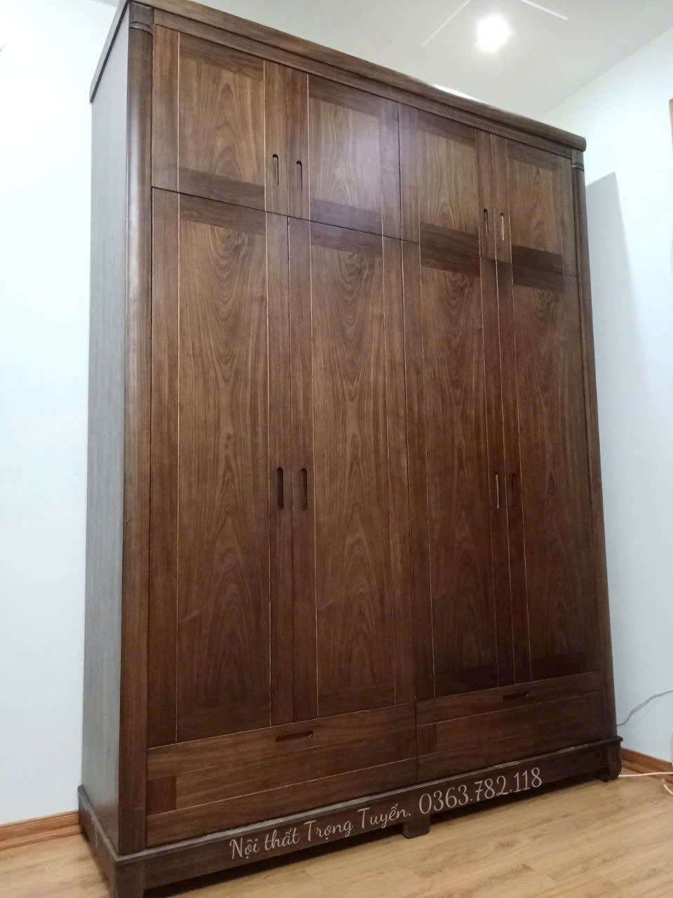 Tủ Áo Gỗ Hương Xám Phun Màu Óc Chó TT-TA552