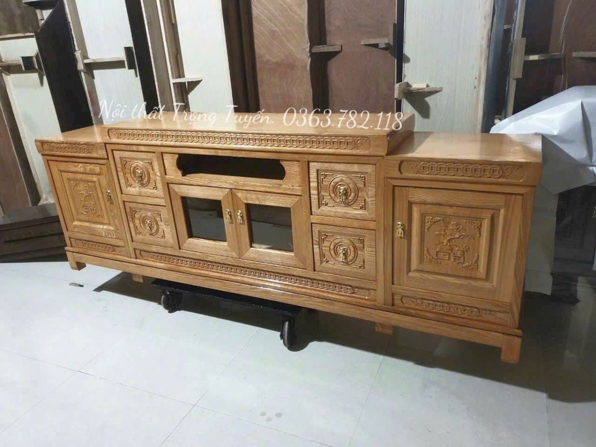 Kệ Ti Vi Mẫu Giả Cổ Gỗ Sồi Nga TT-KTV565