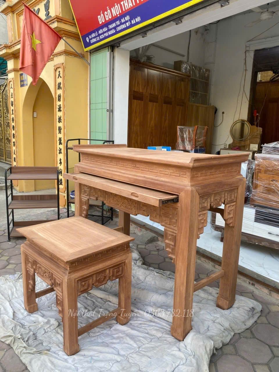 Cặp Bàn Thờ Triện Sen  1m53 Gỗ Gõ TT-BT568