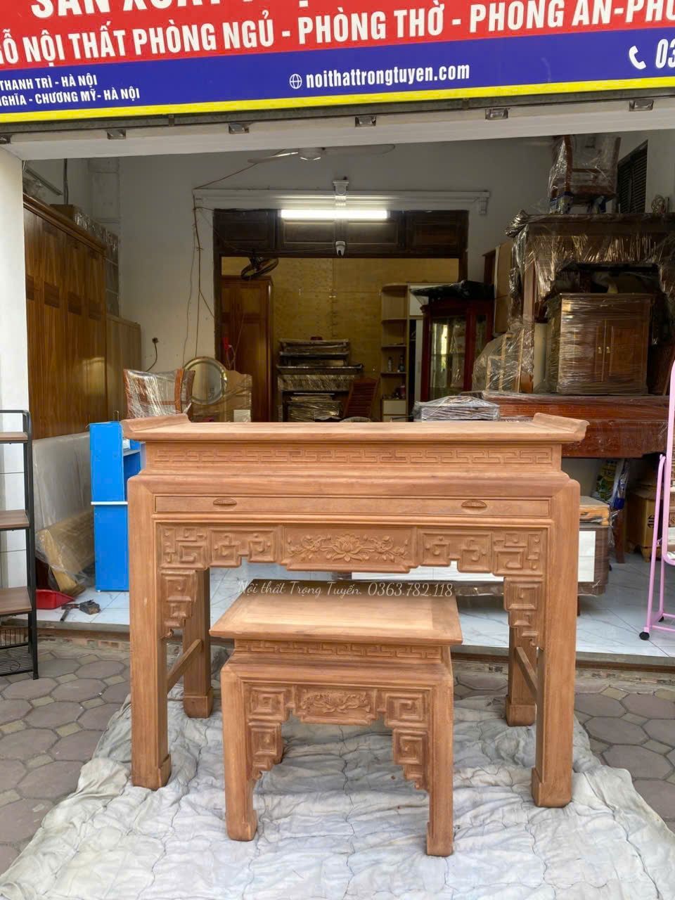 Cặp Bàn Thờ Triện Sen  1m53 Gỗ Gõ TT-BT568