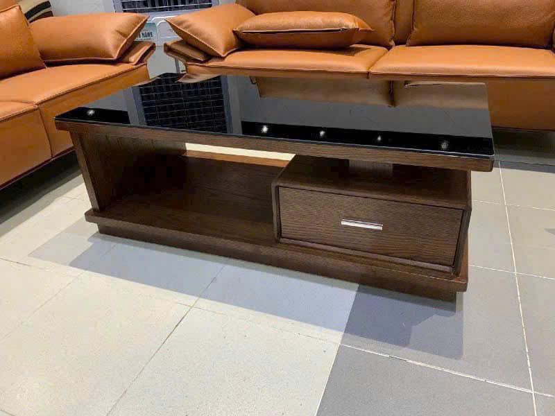 Bàn Trà Sofa Gỗ Sồi Mặt Kính Màu Nâu Óc Chó TT-BT581
