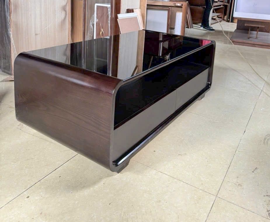 Bàn Trà Gỗ Sồi Mặt Kính Màu Nâu Óc Chó TT-BT580