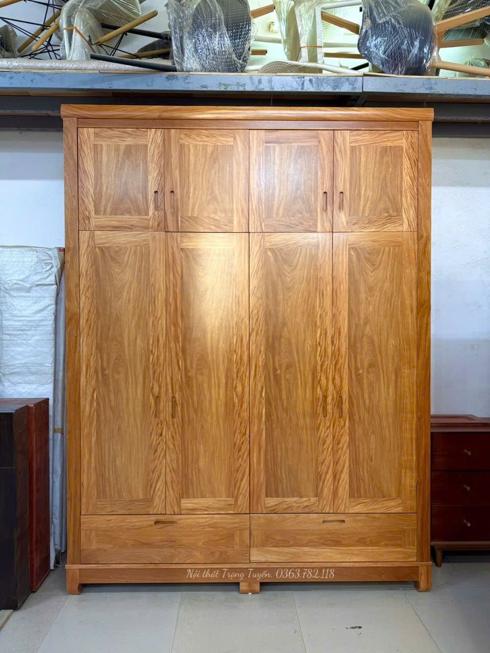 Tủ Áo 4 Cánh 2 Tầng Gỗ Đinh Hương TT-TA584