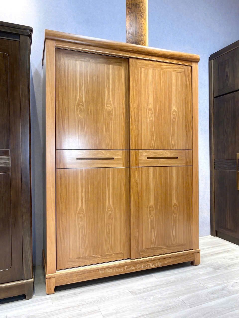 Tủ Quần Áo 2 Cánh Trượt Gỗ Đinh Hương Hiện Đại TT-TA582