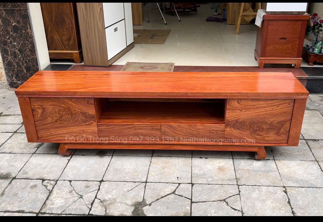 Kệ TiVi Chân Quỳ Gỗ Hương Đá TT-KTV548